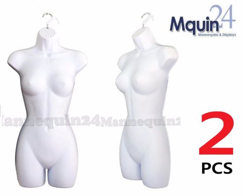 2 pcs of Female Dress Mannequin Body Forms WHITE with Hook for Hanging  2P77