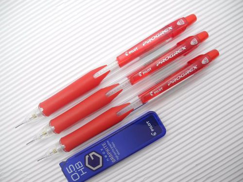 RED NEW 5pcs Pilot PROGREX H-125C 0.5mm mechanical pencil free HB leads(Japan
