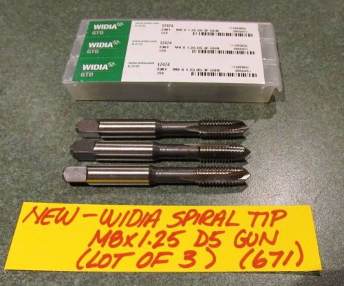 New  m8 x1.25 d5 hss (lot of 3) widia gtd 17474 spiral point plug gun taps (671) for sale