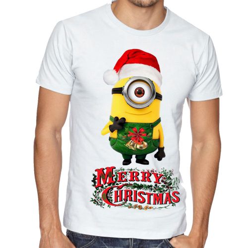 New Merry Christmas Funny Minion T-shirt White Minion Xmas GIF S,M,L,XL,XXL 7