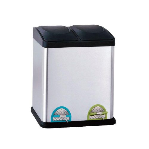 Neu Home 7.93 Gal. Stainless Steel Step On With 16 In. Recycle Bin