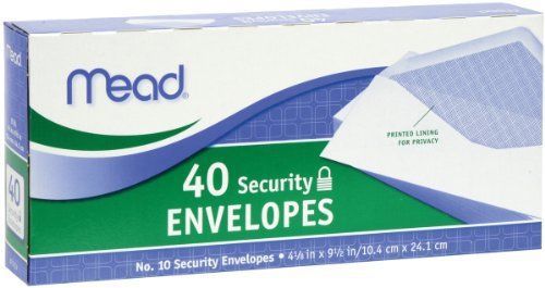 Mead #10 Security Envelopes, 40 Count 75214