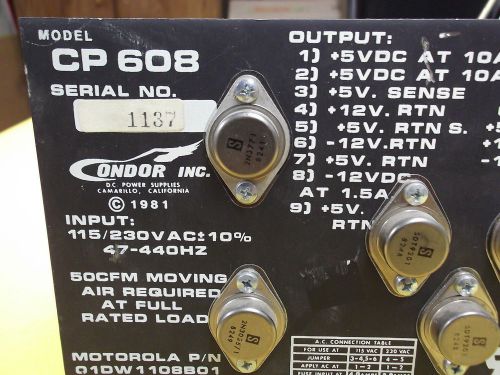 POWER SUPPLY CONDOR # CP608 INPUT 115/230 OUTPUT 5VDC/12VDC/8VDC
