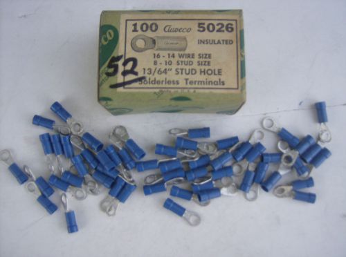 Box of 52 solderless terminals crimps for 16-14 wire &amp; 8-10 studs (auveco #5026) for sale