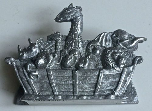 Spoontiques Noah&#039;s Arch Themed Business Card Holder #4223A Pewter