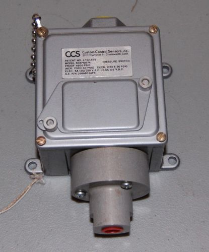 CCS/CUSTOM CONTROL SENSORS PRESSURE SWITCH, MODEL 604PM674