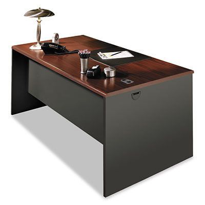 38000 Series Desk Shell, 60w x 30d x 29-1/2h, Mahogany/Charcoal, Sold as 1 Each