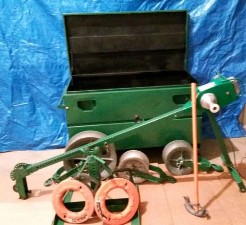 Greenlee ultra tugger cable puller (ut2) 2000lbs, sheaves, box and more for sale