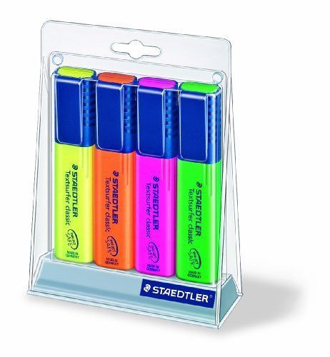 Staedtler Textsurfer Classic Highlighter 4 Color Set of Rainbow Colors, 364SC4