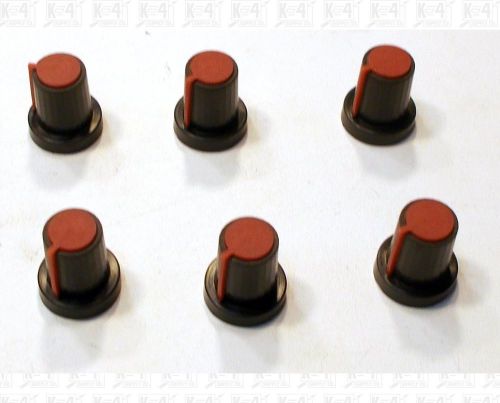 Black and Red Mixing Console Knobs For Knurled Shaft Lot Of 6