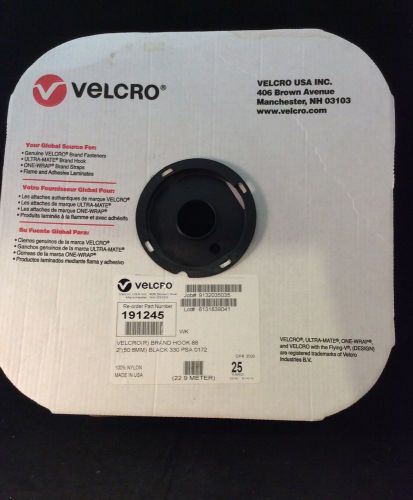 Velcro Hook 88 25 Yards, 2&#034; Wide Black Pressure Sensitive Adhesive NOS 191245