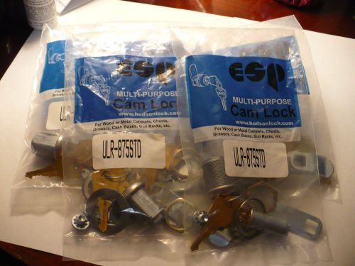 Three Brand New ESP cam locks For wood or Metal Cabintes 3/4&#034; all keyed the same