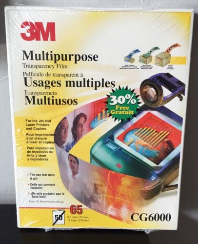 3M Multipurpose Transparency Film New Sealed CG6000 65 8.5 in x 11 in