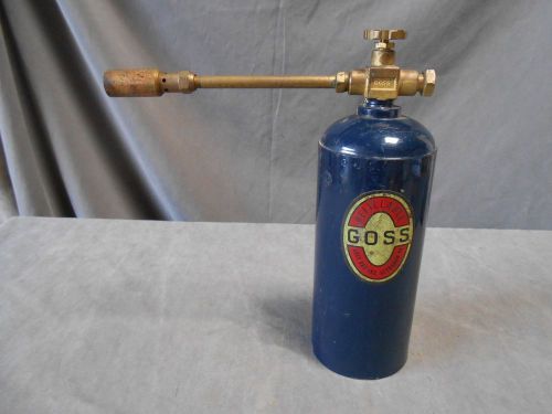 Vintage Goss Gas Refillable Propane Bottle Torch