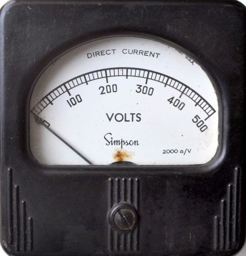 Simpson Panel Meter Model 27 0-500 DC Volts 3-1/2&#034;