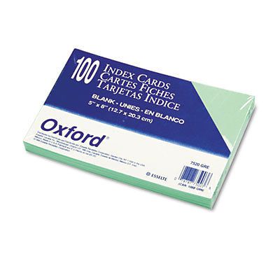 Unruled Index Cards, 5 x 8, Green, 100/Pack 7520-GRE