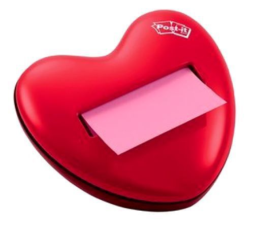 1 X Post-it Red Heart Pop-up Note Dispenser - 3 x 3 - Holds 50 Sheet - Red Heart