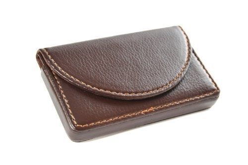 Brown PU Leather Business Name Card Case Wallet Holder Magnetic Shut Brand New!