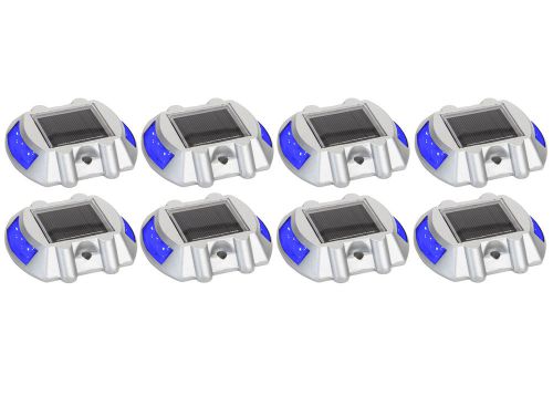 8 pack blue solar powered led road driveway path light - pathway lighting for sale