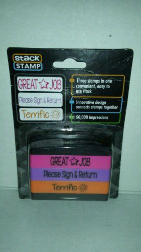 New STACK STAMP Pre-Inked Message Stamp Great Job Please Sign &amp; Return Terrific