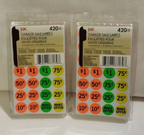 New 2 PACKS GARAGE SALE STICKERS NEON PRICE TAGS LABELS Rummage Sale 840 COUNT