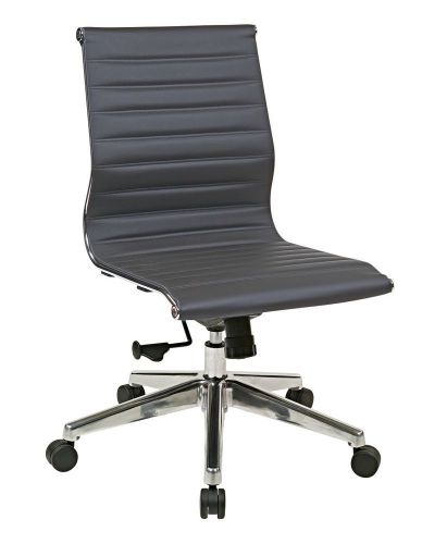 Armless Mid Back Grey Bonded Leather Chair