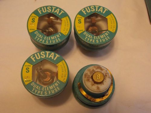 Lot Of  8 Buss Fustat type S 8 Amp Dual Element Time Delay Fuses S8