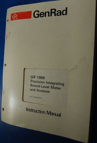 GenRad GR 1988 Precision Integrating Sound-Level Meter &amp; Analyzer Inst. Manual §