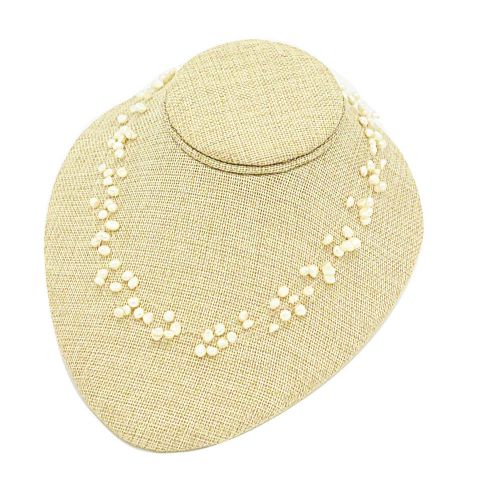 8 1/4&#034;Wx4&#034;H Beige Burlap Necklace Earring Easel Display