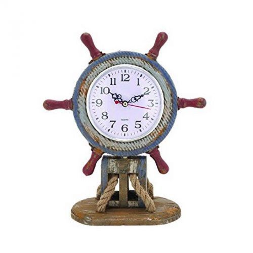UMA Enterprises 78770 Uma Wood Shipwheel Clock 9&#034;W 10&#034;H NEW