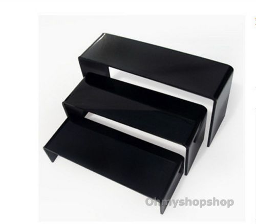 2 sets 3 tiers black stepwise riser shoes bracelet ring jewellery display holder for sale
