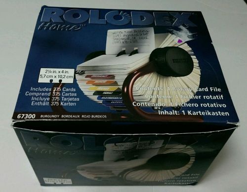 NOS Burgundy Rolodex Home 67300 Mid Century Modern Rotary Card File w 375 Cards