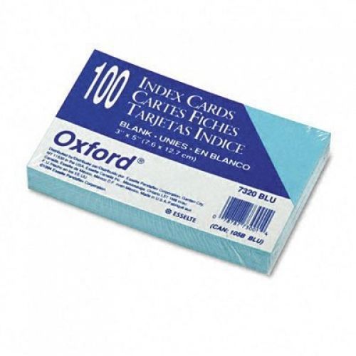 Esselte Oxford(R) Colored Recycled Index Cards, Unruled, 3in. x 5in., Blue, Pack