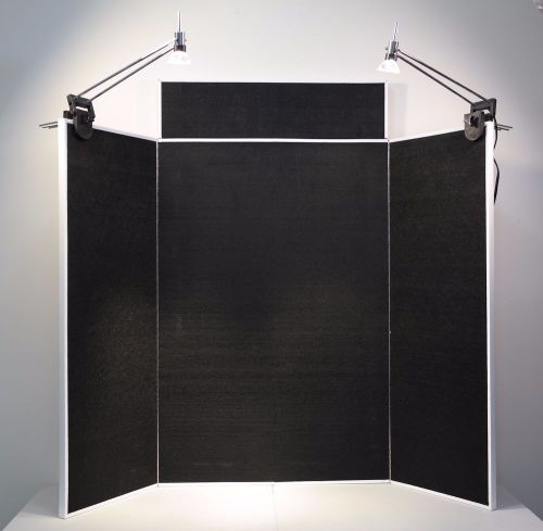 Black Fabric 3-Panel Tabletop Display Board, 36” H x 48” W