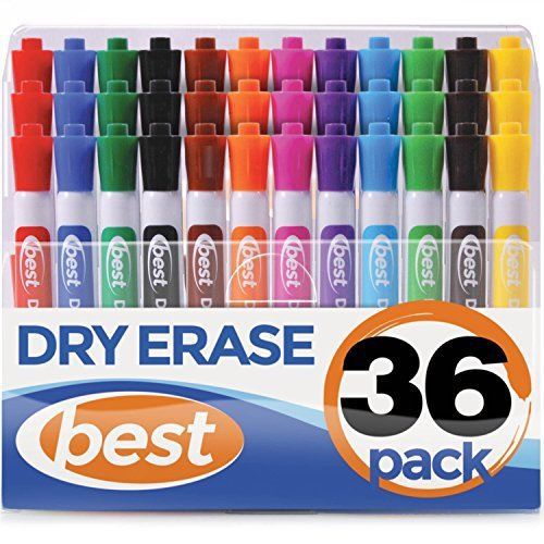 Best Dry Erase Markers BULK SET OF 36! in Assorted Colors - Usable on any - Fine