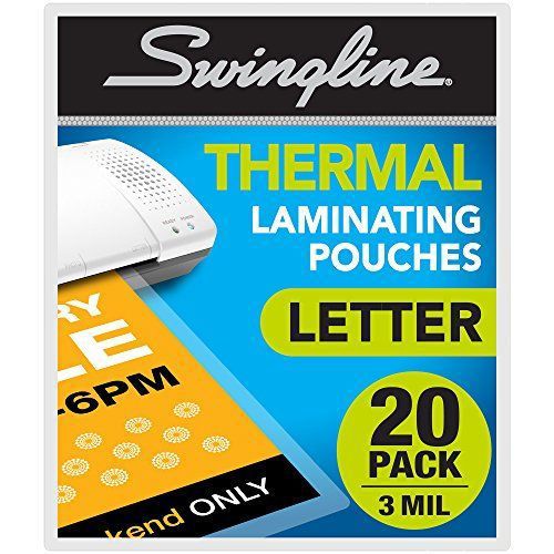 Swingline Thermal Laminating Pouch, Letter Size, Standard Thickness, 20/Pack