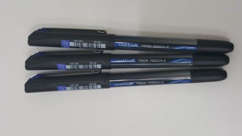 Quality Uni-ball BLUE Pens With Ink,  Rollerball Needle Vision,&#039; Waterproof !!