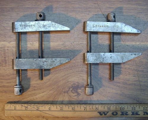 Old Used Tools,2 Vintage Heavy Machinist Parallel Clamps,5&#034; Legs,3-1/2&#034; Capacity