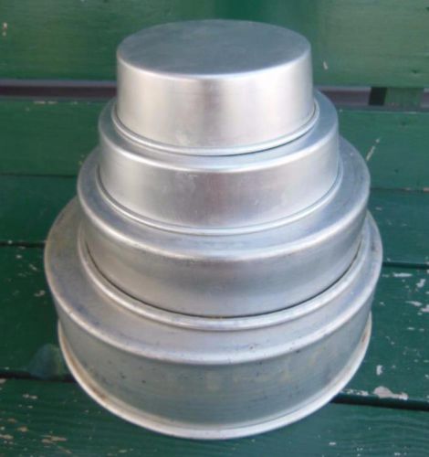 4 TIER MAGIC LINE 10X3 &amp; WILTON ROUND CIRCLE CAKE PANS BAKERY CATERING BAKER
