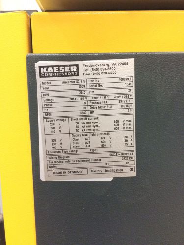 kaeser SX 7.5 Air Compressor