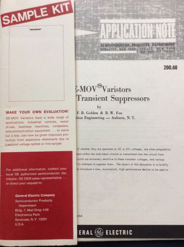 VINTAGE GE-MOV METAL OXIDE VARISTORS -APPLICATION NOTES PUBLICATIONS 1973