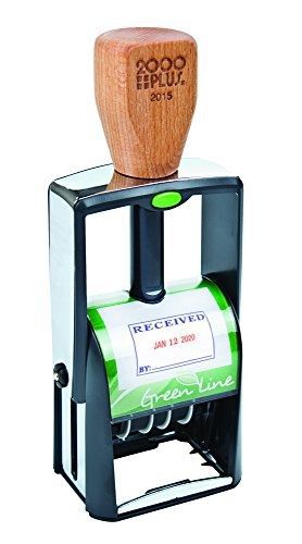 2000 PLUS 2000PLUS Green Line, 4-In-1 Date Stamp, Self-Inking, Red and Blue Ink