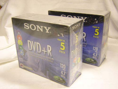 SONY  ( 2 ) DVD + R  5 pack packages NEW Factory Sealed