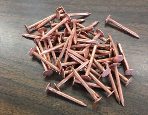 Copper roofing nails 1-1/2&#034; solid copper large head smooth shank qty (50) for sale