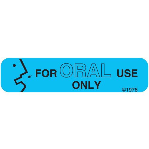 PHARMEX 1-51G Permanent Paper Label &#034;FOR ORAL USE ONLY&#034; 1 9/16&#034; x 3/8&#034; Blue (...