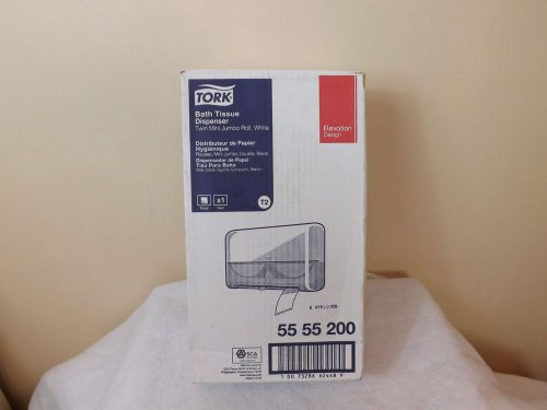 Tork 5555200 Bath Tissue Dispenser Twin Mini Jumbo Roll, White.