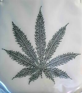 Cannibas Pot Weed leaf Rhinestone Bling Heat Transfer for t-shirt or other items