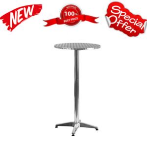 23.25&#034; Round Aluminum Indoor-Outdoor Bar Height Table with Flip-Up Table