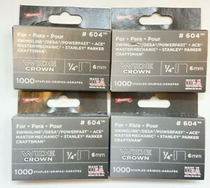 ARROW WIDE CROWN STAPLES  1/4&#034;  6MM  #604  1000 COUNT *lot of 4* New