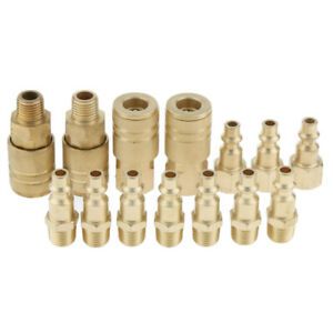 14 Piece Solid Brass Quick Coupler Set Air Hose Connector Fittings Plug 1/4 inch